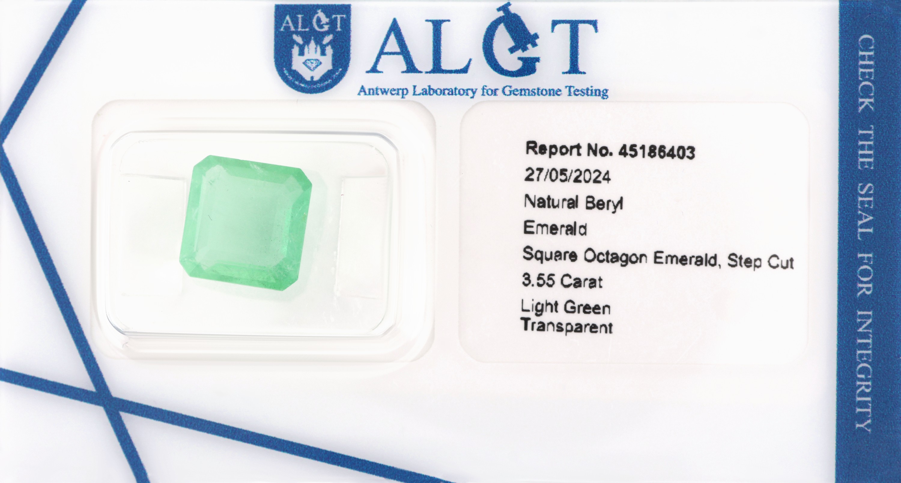 Image 27071736 - Loser Smaragd, ca. 3.55 ct, facett. Rechteck, ca. 9.73 x 9.44 x 4.67 mm, Light Green, ...
