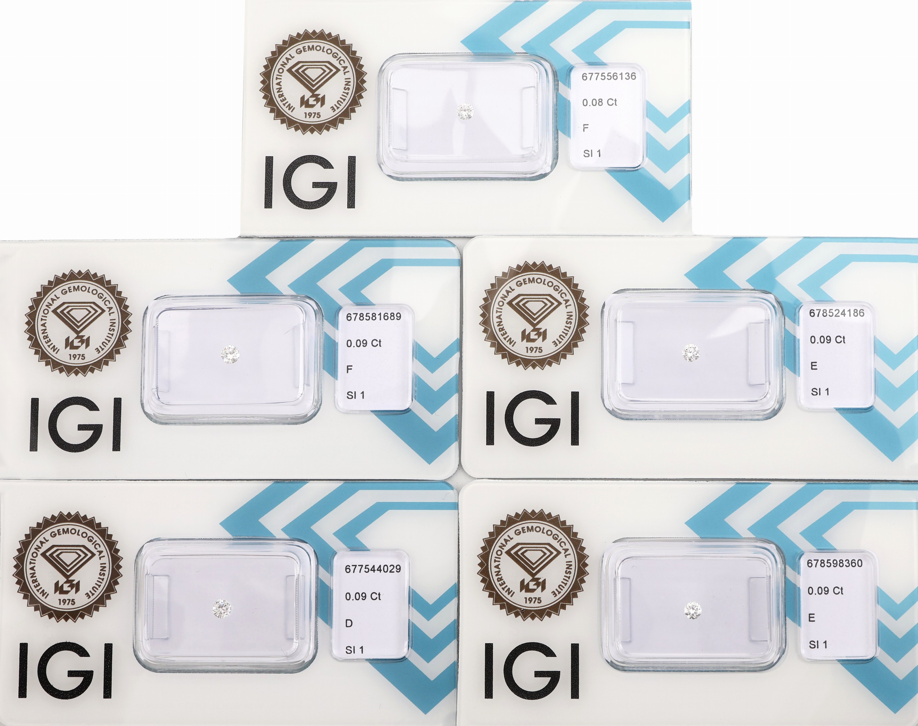 Image 27071750 - Lot 5 lose Brillanten, zus. 0.44 ct, 1 x 0.09 ct hochfeines Weiß(E)/si1, 1 x 0.09 ct ...