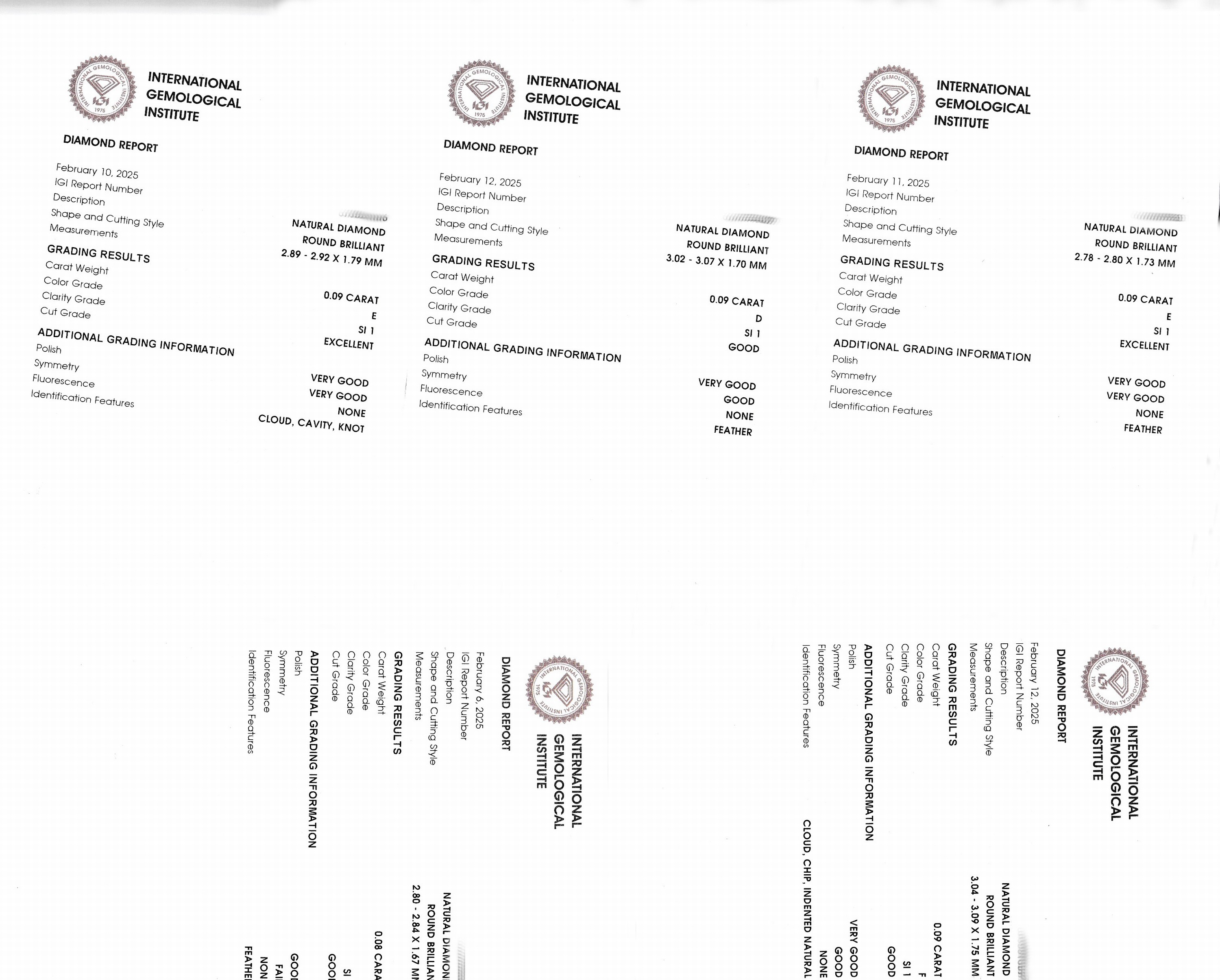 Detail a: Lot 5 lose Brillanten, zus. 0.44 ct, 1 x 0.09 ct hochfeines Weiß(E)/si1, 1 x 0.09 ct feines Weiß(F)/si1, 1 x 0.08 ct feines Weiß (F)/si1, 1 x ...