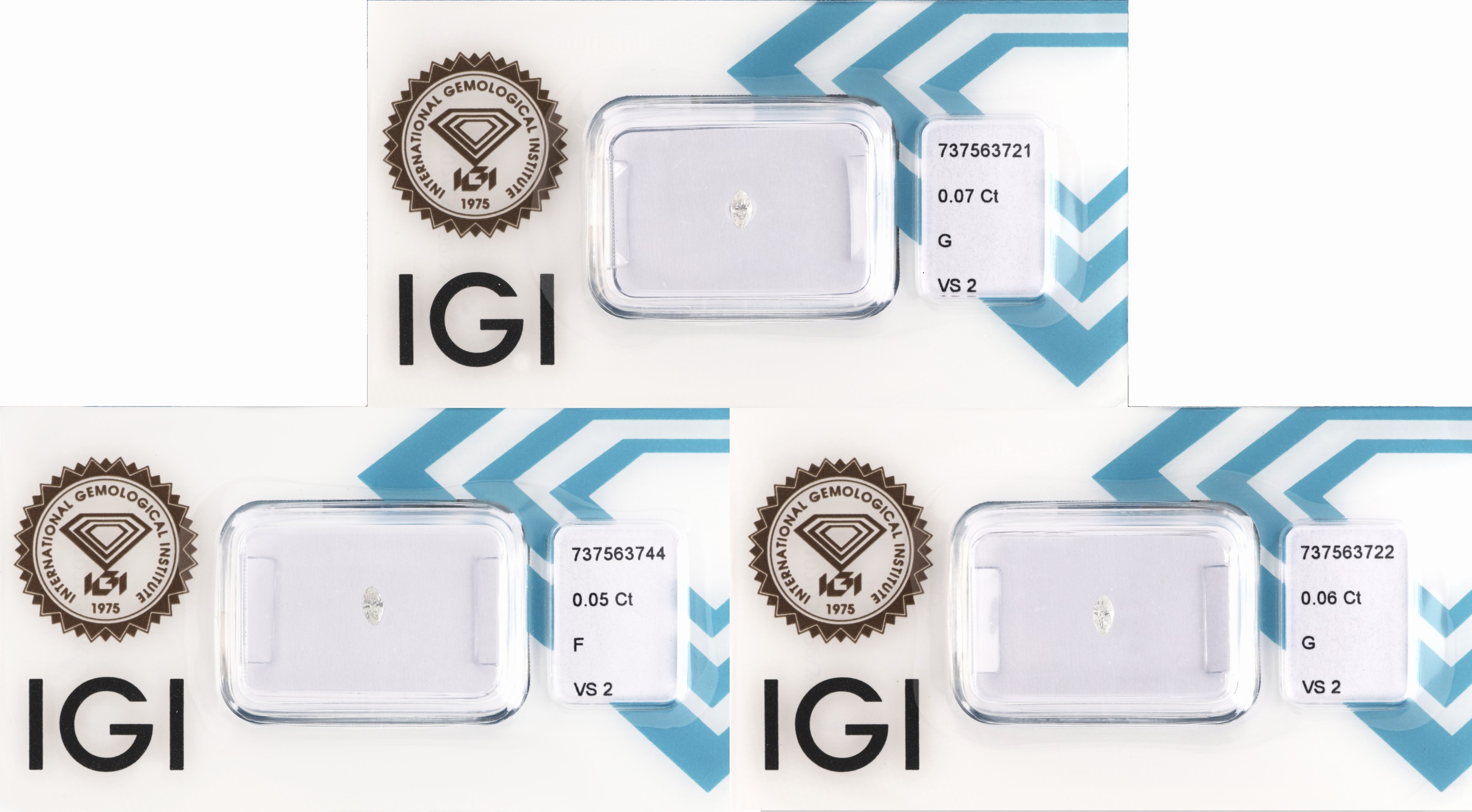 Image 27071753 - Lot 3 lose Diamant-Navettes, zus. 0.18 ct, 1 x 0.07 ct feines Weiß(G)/vs2, 1 x 0.06 ct ...