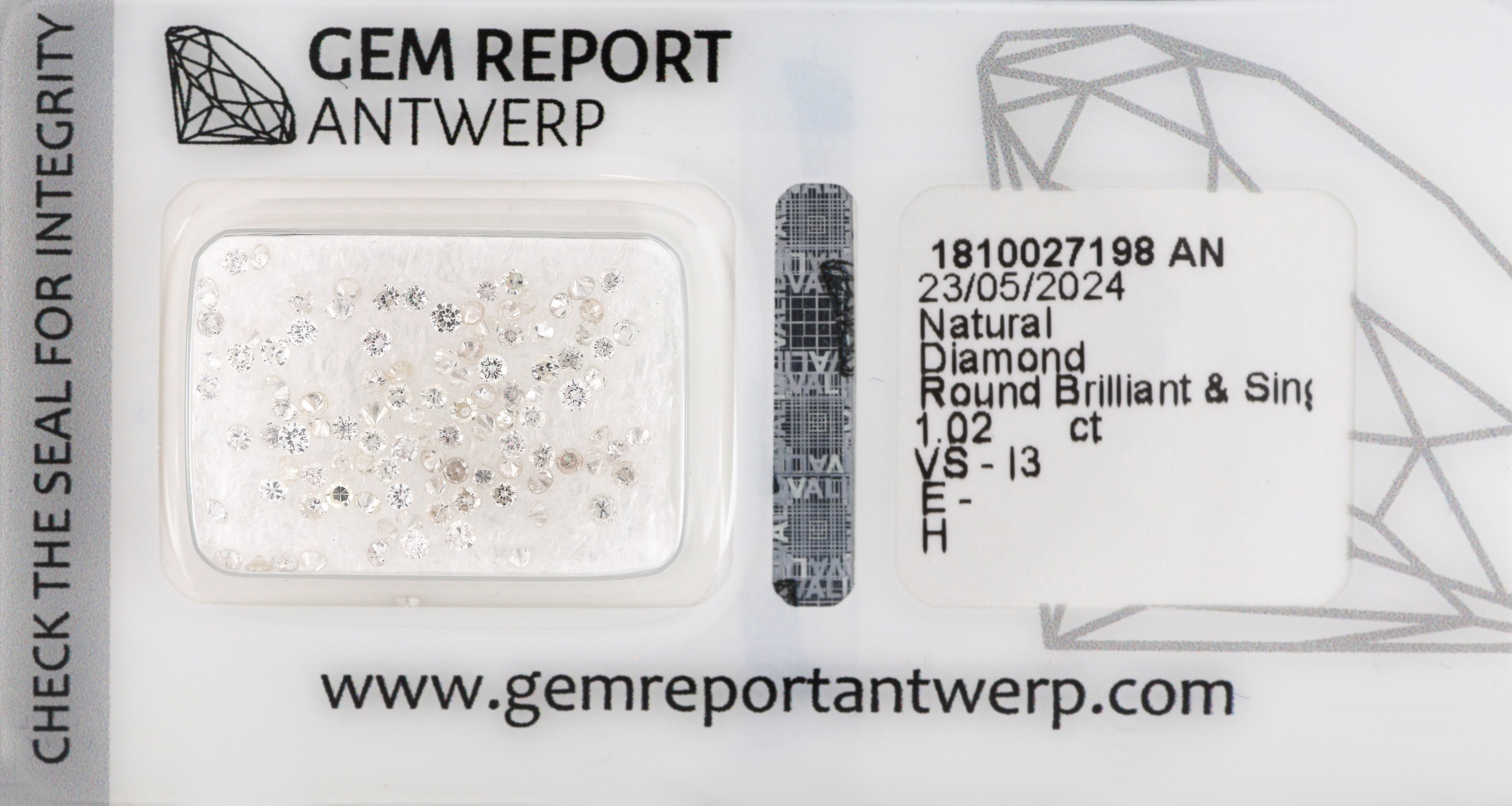 Image 27071778 - 106 lose Brillanten und Diamanten zus. ca. 1.02 ct hochfeines Weiß(E)-Weiß/vs-p3, 0.007 ...