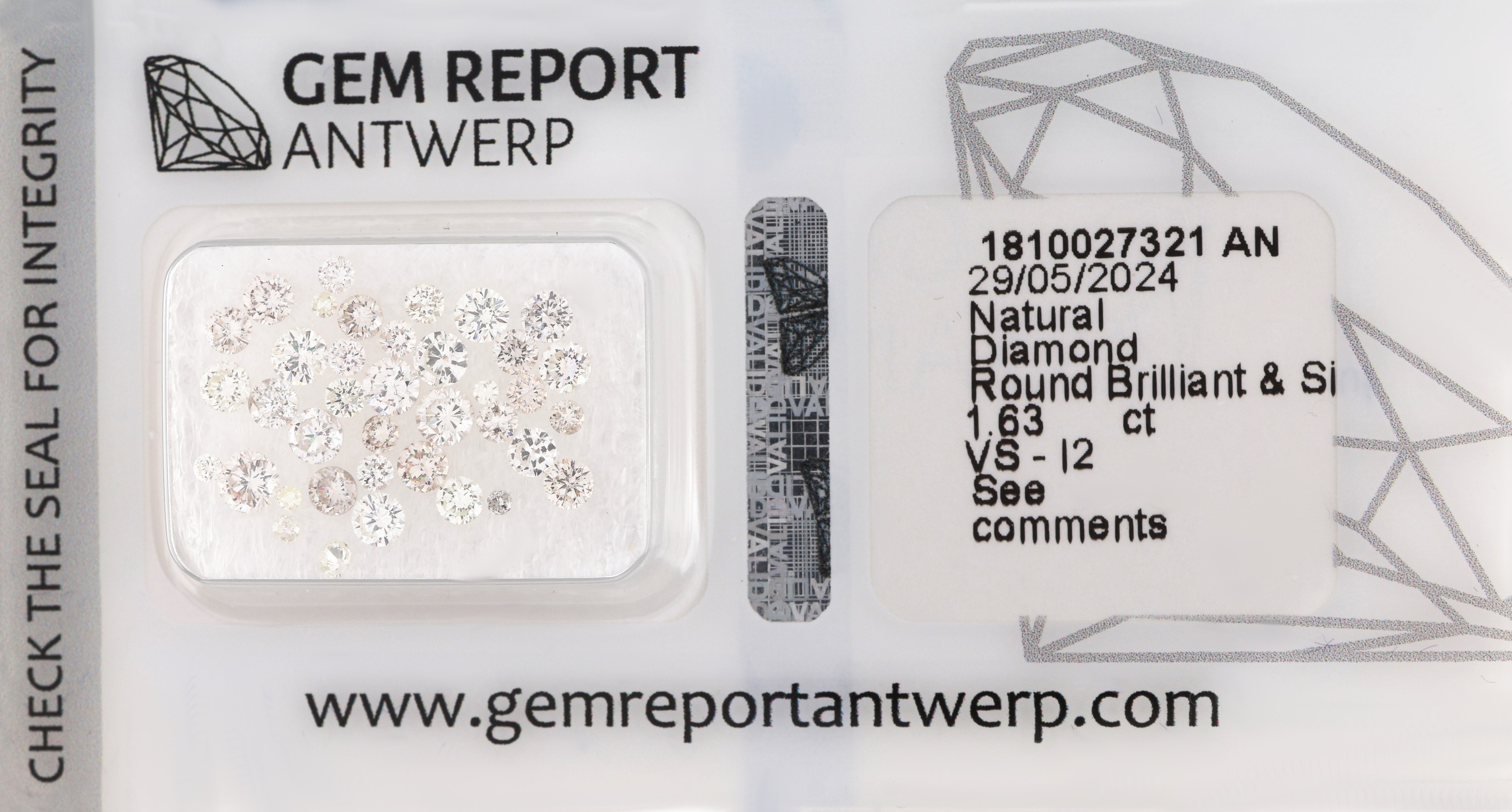 Image 27071782 - 38 lose Brillanten und Diamanten zus. ca. 1.63 ct feines Weiß-get./braun/vs-p2, 0.007 ...