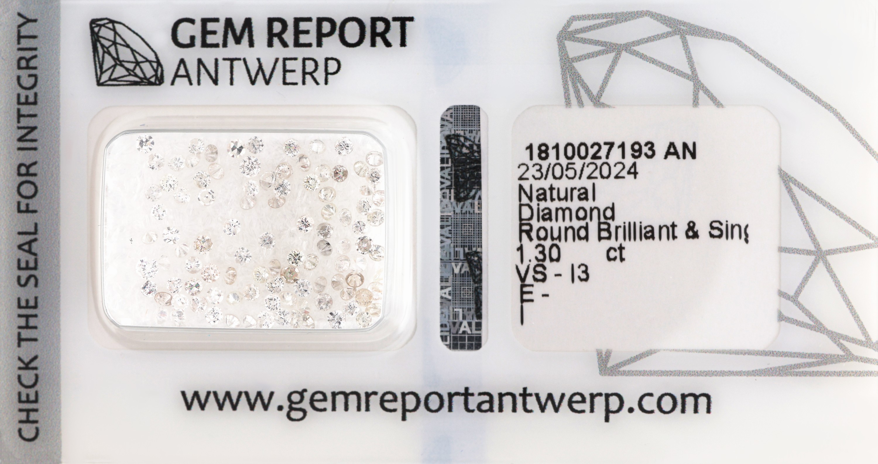 Image 27071785 - 100 lose Brillanten und Diamanten zus. ca. 1.30 ct hochfeines Weiß(E)-l.get.Weiß(I)/vs- ...