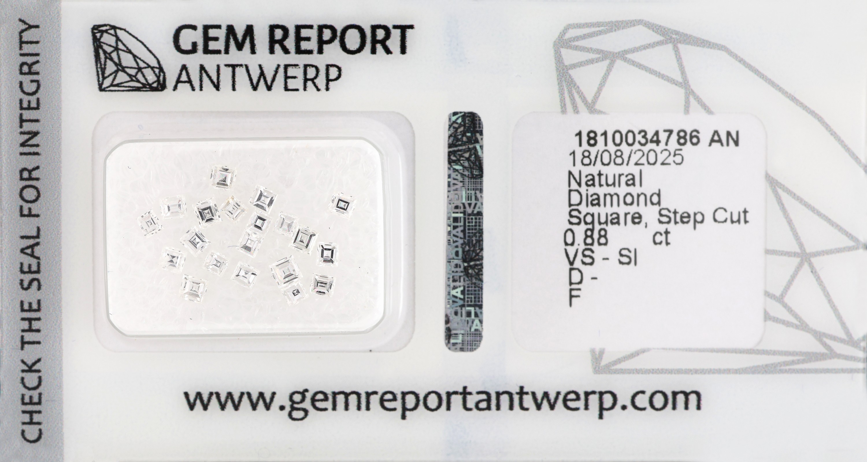 Image 27071787 - 20 lose Diamant-Carrees zus. ca. 0.88 ct hochfeines Weiß(D)-feines Weiß(F)/vs-si, ca. ...
