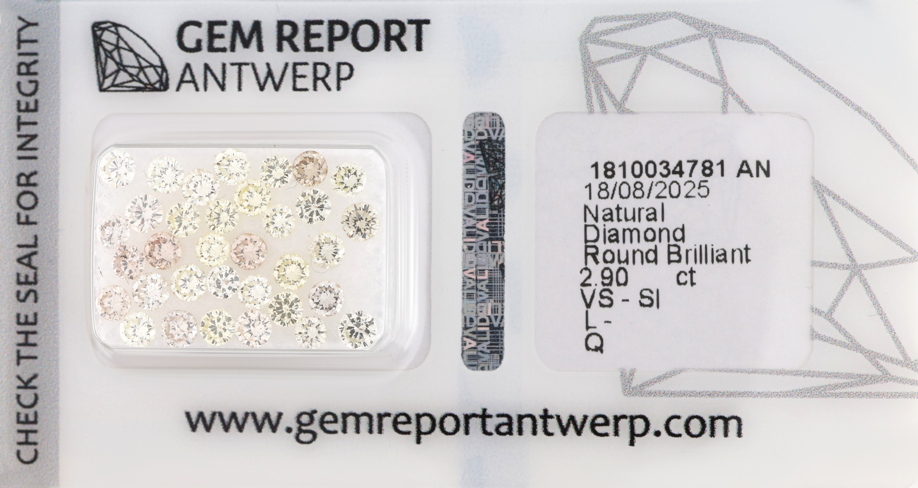 Image 27071789 - 34 lose Brillanten zus. ca. 2.90 ct get. Weiß-Getönt(L-Q)/vs-si, 0.06 - 0.09 ct, GEM ...