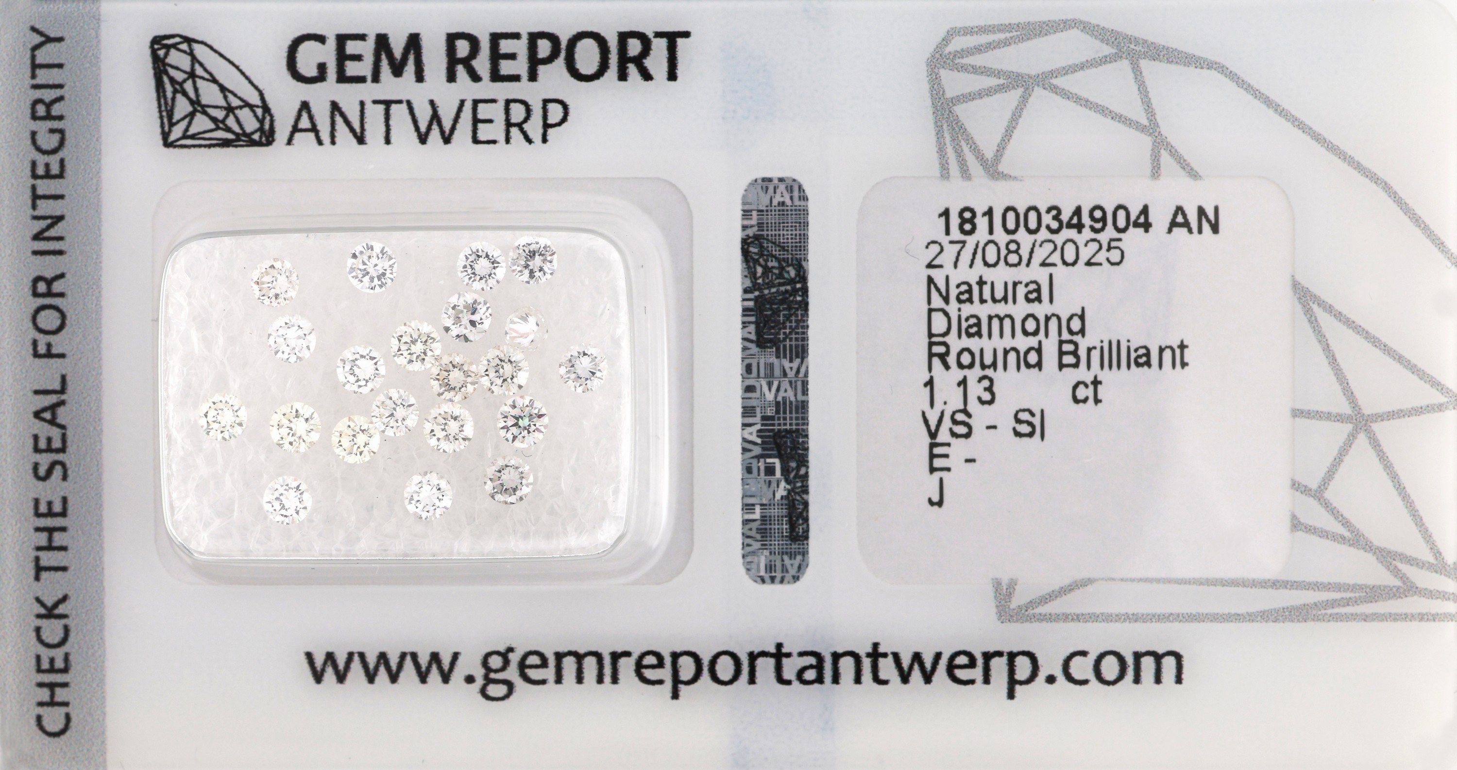 Image 27071790 - 11 lose Brillanten zus. ca. 1.13 ct hochfeinesWeiß (E)-l.get. Weiß (J)/vs-si, 0.04 - ...