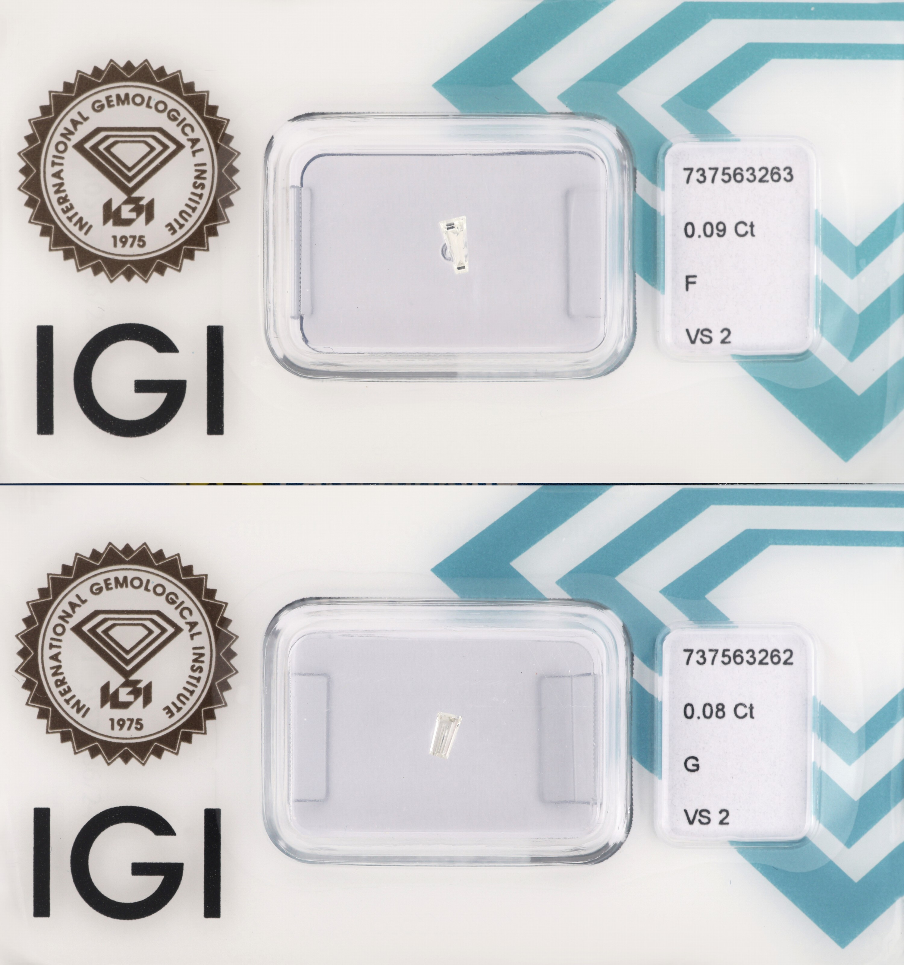 Image 27071797 - Lot 2 lose Diamanten, Tapered Baguette, 1 x 0.09 ct feines Weiß(F)/vs2, und 1 x 0.08 ct ...