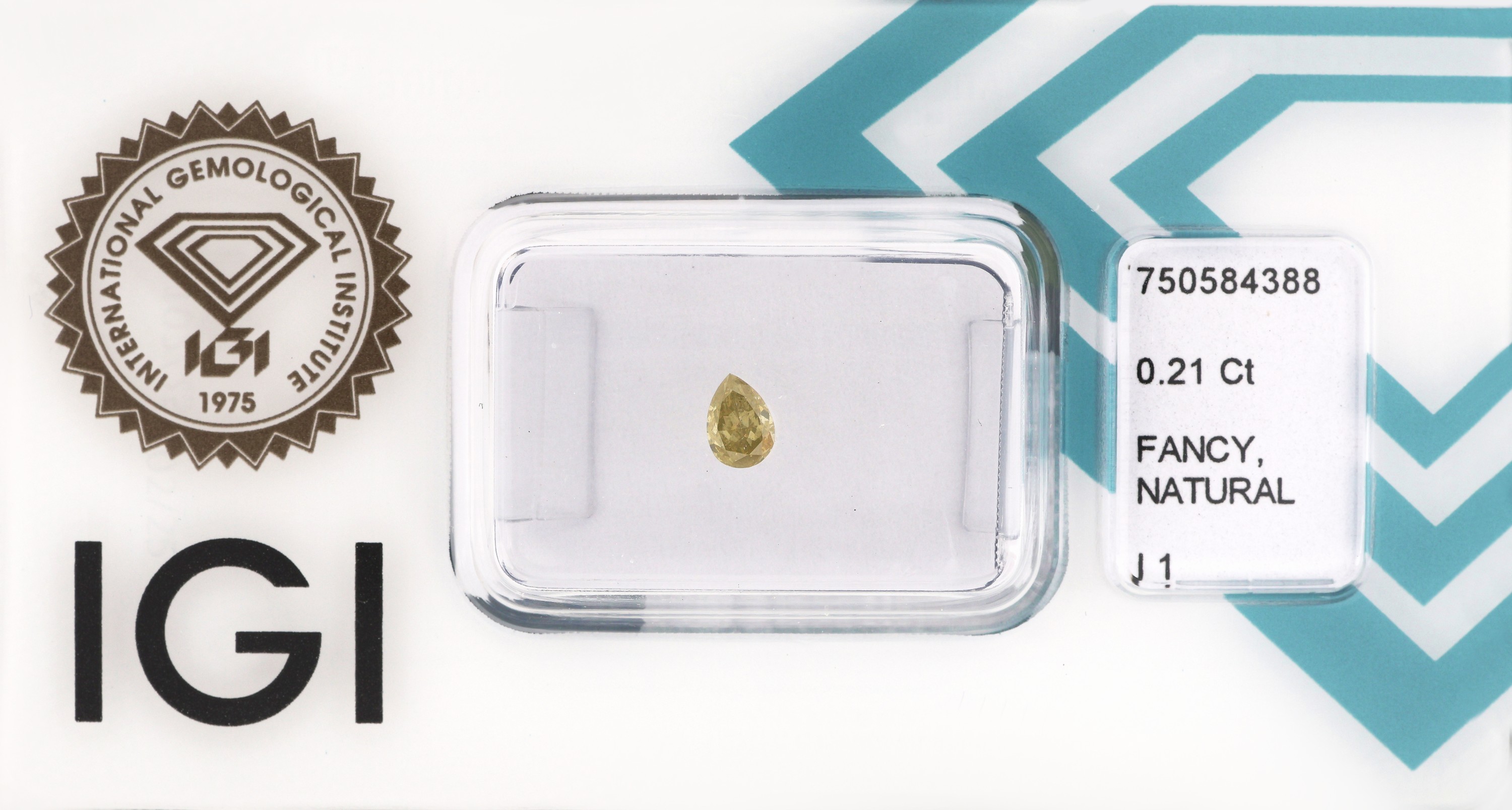 Detail a: Lot 2 lose Diamanten, Pear modified Brilliant,1 x 0.23 ct Natural Fancy Brownish Yellow/p1, 1 x Natural Fancy Greenish Yellow/p1, verschweißt, ...