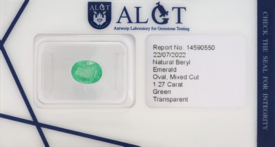 Image Loser Smaragd ca. 1.27 ct, oval facett. ca. 7.84 x 6.02 x 4.09 mm, green, transparent, ...