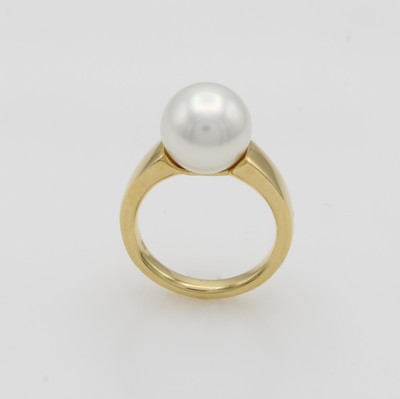 27071773a - Ring mit Südseezuchtperle, RG 750/000, weißePerle, D. ca. 11-12 mm, RW ca. 55 ...