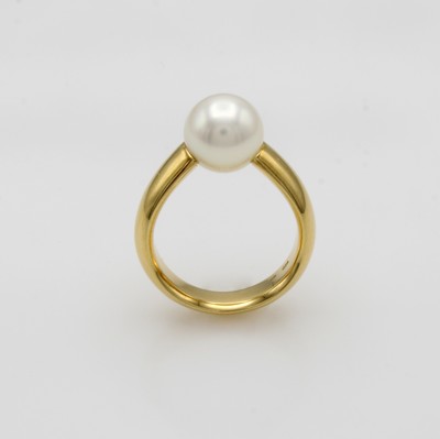 27071774a - Ring mit Südseezuchtperle, RG 750/000, weißePerle, D. ca. 9-10 mm, RW ca. 56 ...
