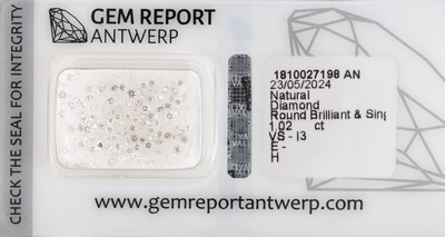 Image 106 lose Brillanten und Diamanten zus. ca. 1.02 ct hochfeines Weiß(E)-Weiß/vs-p3, 0.007 ...