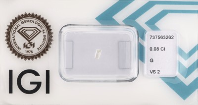 27071797b - Lot 2 lose Diamanten, Tapered Baguette, 1 x 0.09 ct feines Weiß(F)/vs2, und 1 x 0.08 ct ...