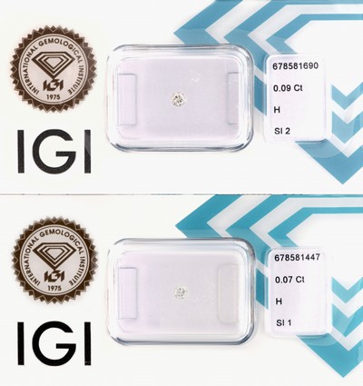 Image Lot 2 lose Brillanten, 1 x 0.09 ct Weiß (H)/si2, 1 x 0.07 ct Weiß(H)/si1, ...