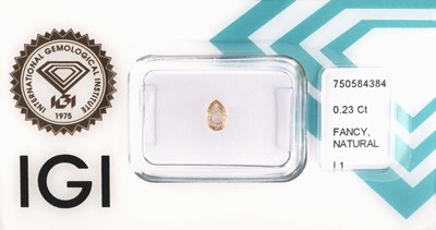27071799b - Lot 2 lose Diamanten, Pear modified Brilliant,1 x 0.23 ct Natural Fancy Brownish ...