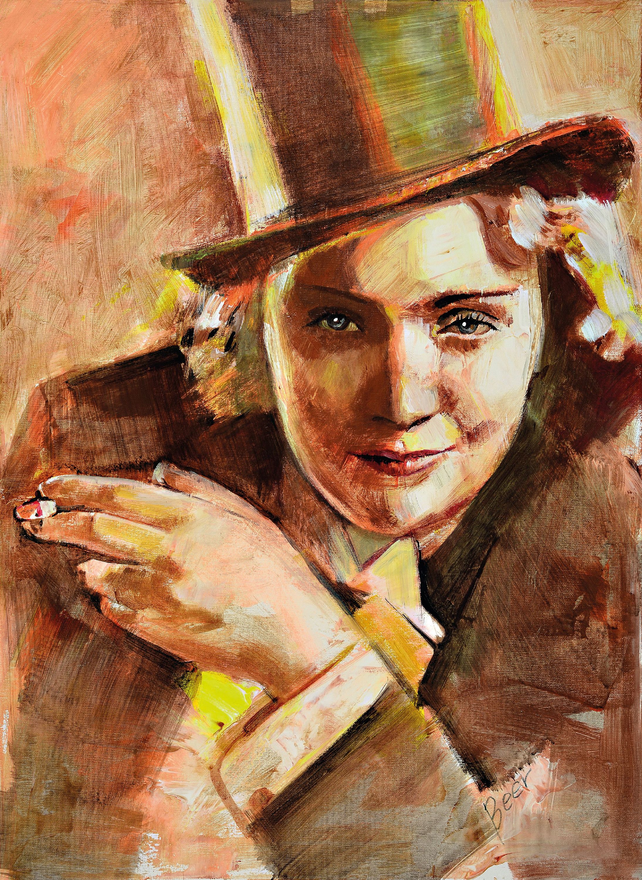 Image 27071840 - Erhard Beer, geb. 1946 Bregenz, Marlene Dietrich, Öl/Lwd, signiert, ca. 75x55 cm