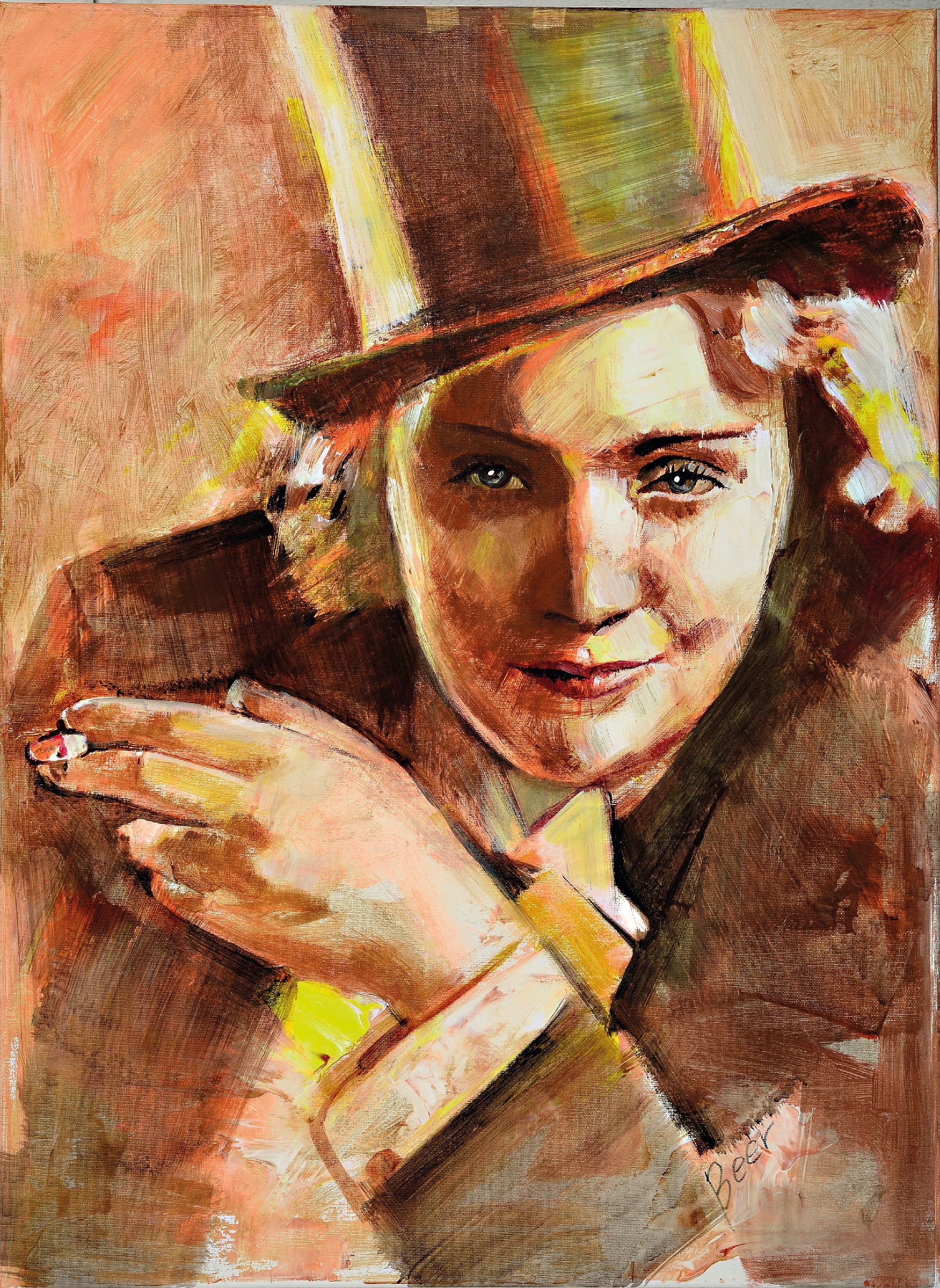 Detail k: Erhard Beer, geb. 1946 Bregenz, Marlene Dietrich, Öl/Lwd, signiert, ca. 75x55 cm