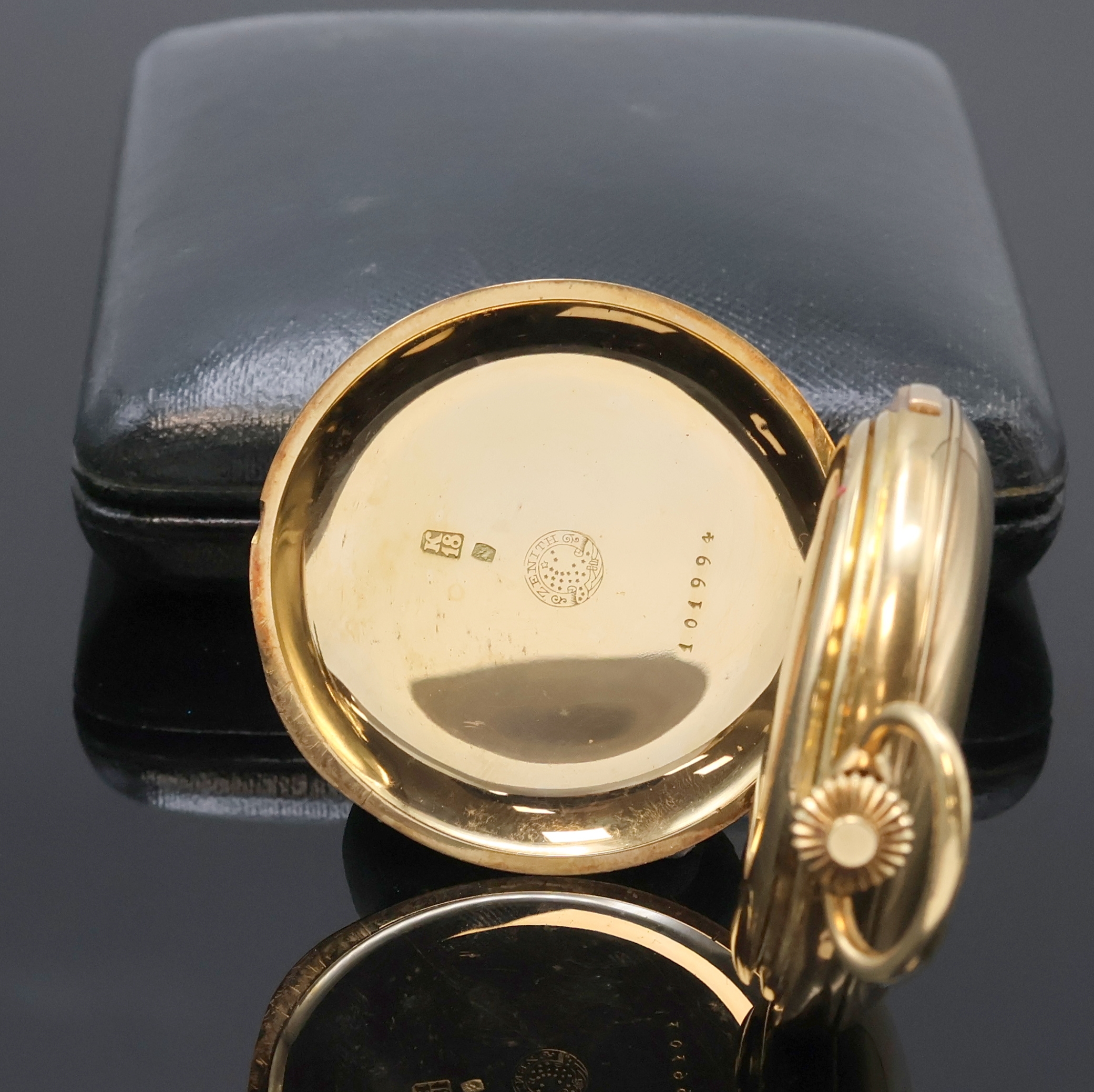 Detail e: ZENITH kleine Herrensavonette mit 1/4-Stunden Selbstschlag als Carillon und Minutenrepetition in GG 750/000, Schweiz um 1910, 3-Deckel Goldgeh., ...
