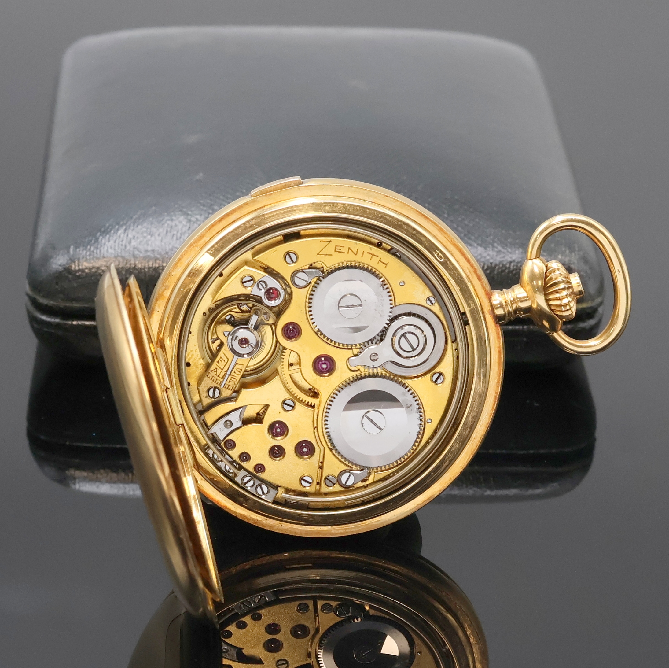 Detail h: ZENITH kleine Herrensavonette mit 1/4-Stunden Selbstschlag als Carillon und Minutenrepetition in GG 750/000, Schweiz um 1910, 3-Deckel Goldgeh., ...