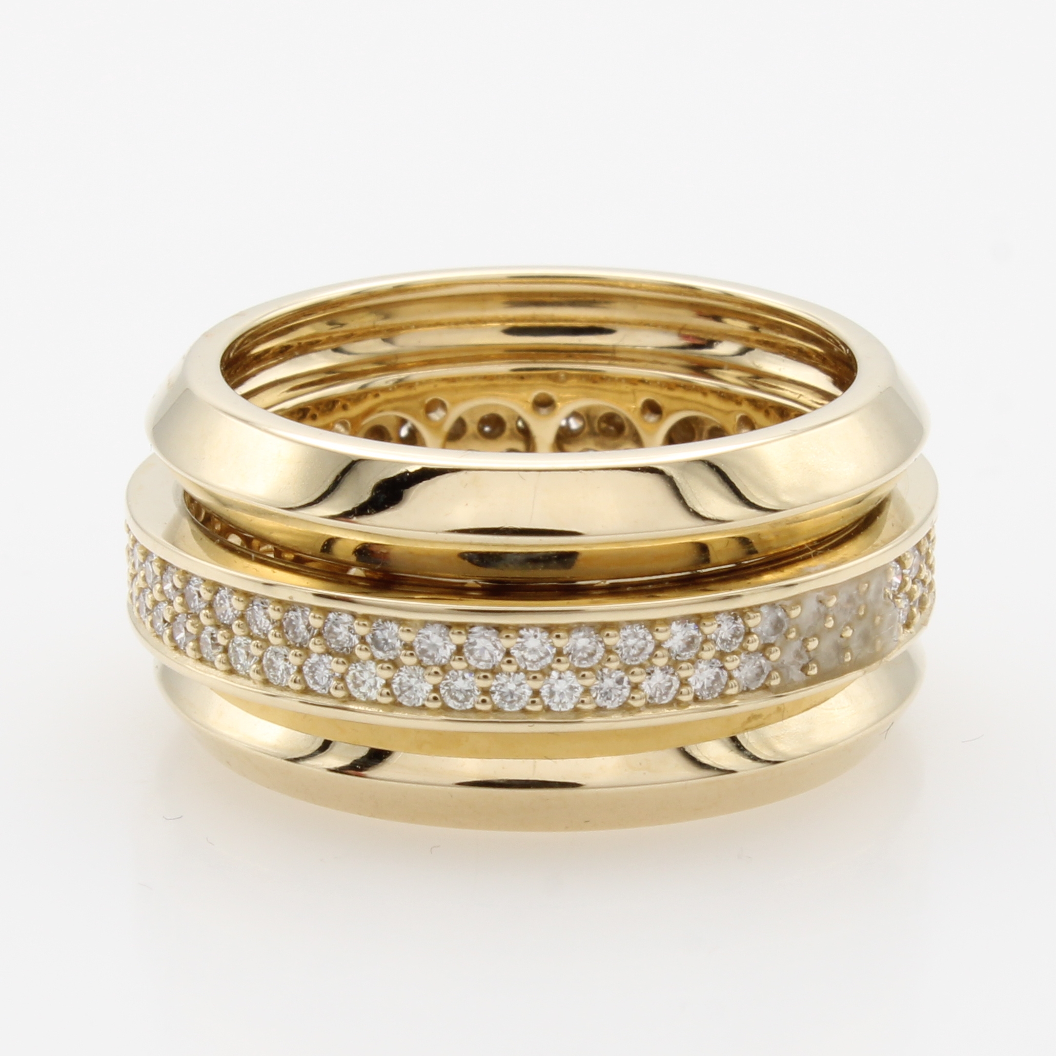 Image 27071869 - Ring mit Brillanten, GG 585/000, Brill. 2-rhg. in drehbarer Mittelschiene gef. zus. ca. ...