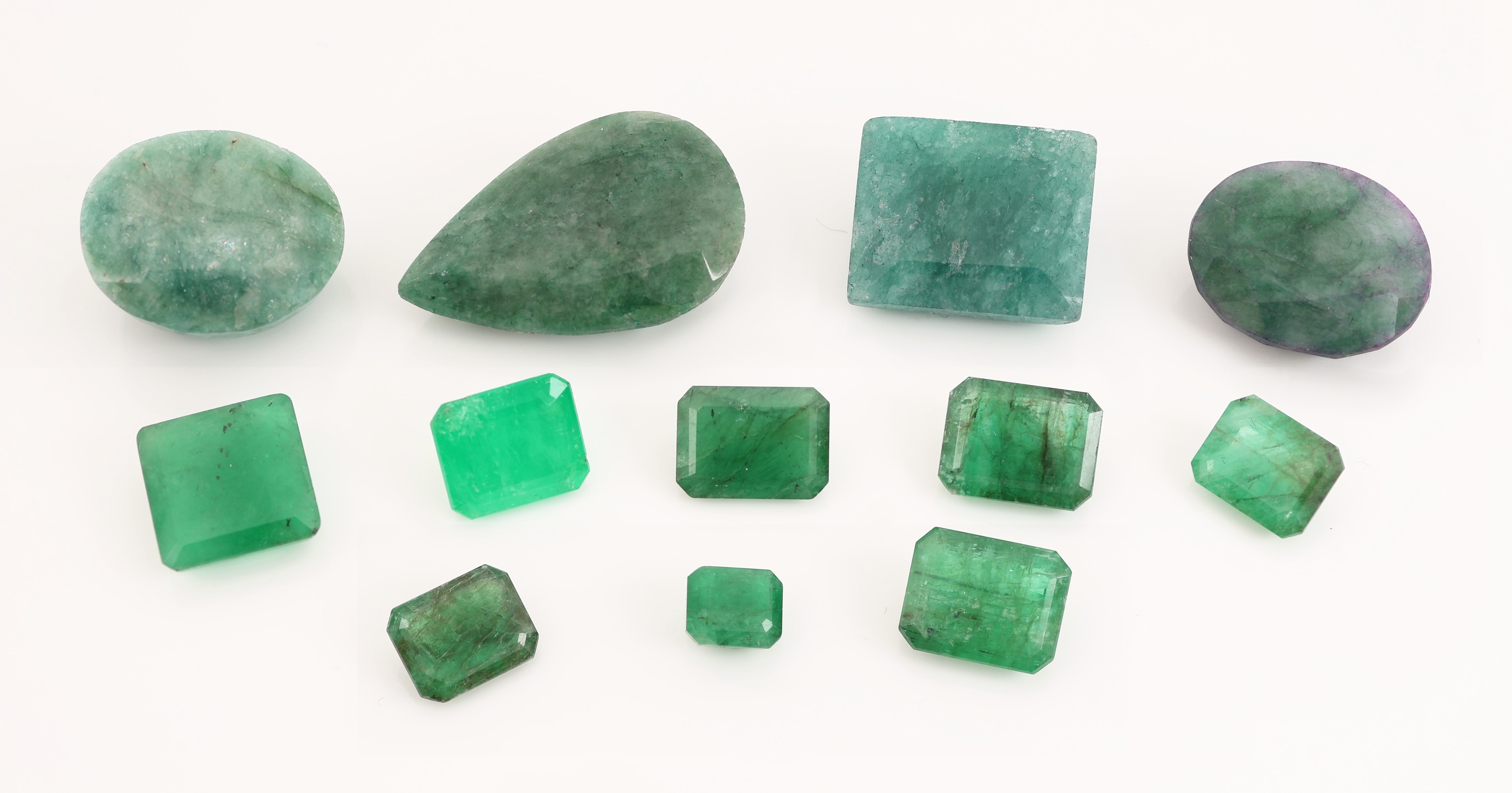 Image 27071874 - Lot 12 lose facett. Smaragde, zus. ca. 68.75 ct, versch. Schliffformen, Größen und ...