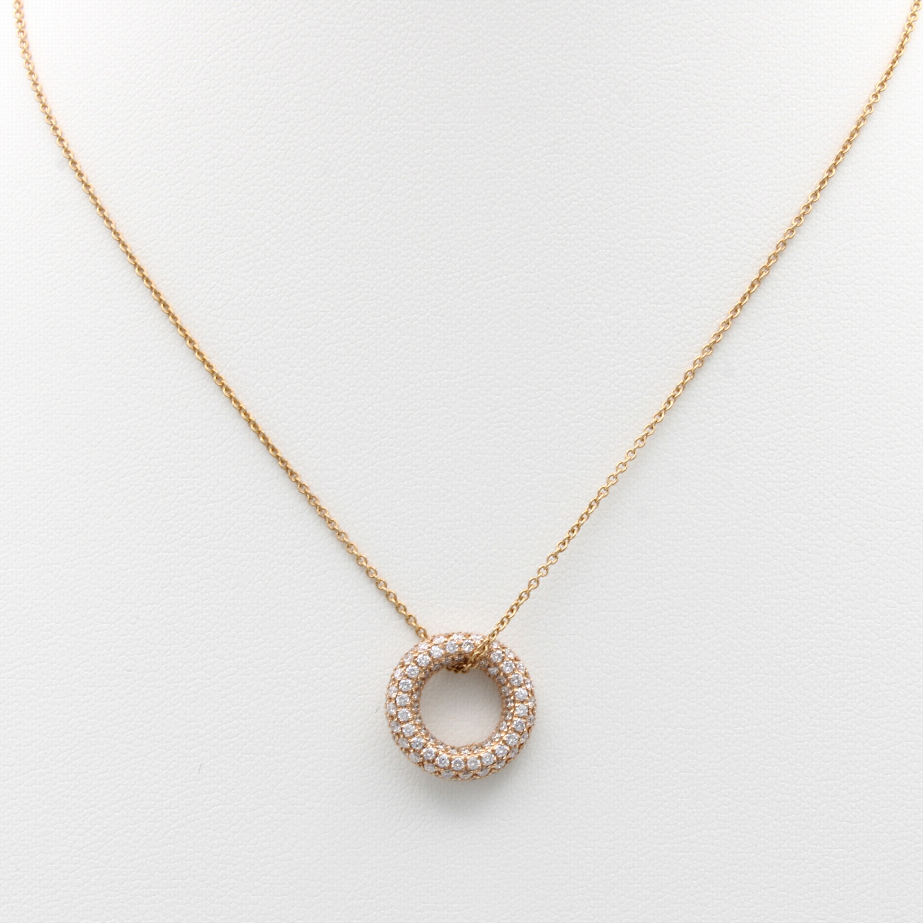 Image 27071899 - Anhänger mit Brillanten an Kette, RoséG 585/000, Ringform, rundum bes. m. Brill. zus. ...