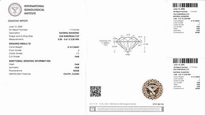 27071806a - Loser Diamant 0.15 ct l.get.Weiß(J)/p1, old European natural diamond, verschweißt, ...
