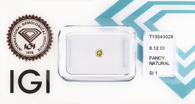 Image Loser Brillant 0.12 ct natural fancy brownish yellow/si1, verschweißt, IGI Expertise