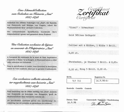 27071833a - 14 kt Gold Diamant Schmuckset ´Sissi´, GG 585/000, anlässlich des 100. Todestages der ...
