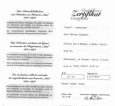 27071834a - 14 kt Gold Diamant Collier, ´Sissi´, GG 585/000, anlässlich des 100. Todestages der ...