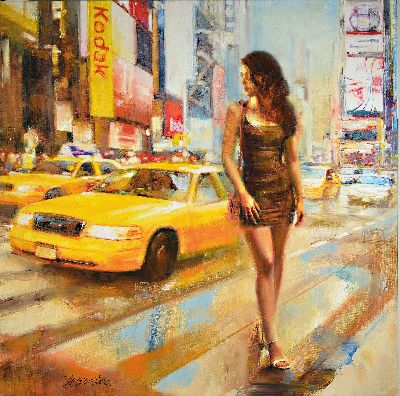 27071836k - Talantbek Chekirov, born 1971 Kyrgyzstan, New York, oil/canvas, signed, approx. 100x100cm