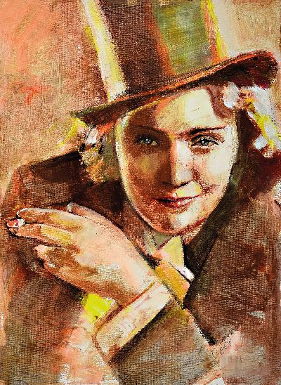 Image Erhard Beer, geb. 1946 Bregenz, Marlene Dietrich, Öl/Lwd, signiert, ca. 75x55 cm