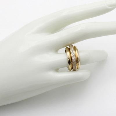 27071869a - Ring mit Brillanten, GG 585/000, Brill. 2-rhg. in drehbarer Mittelschiene gef. zus. ca. ...