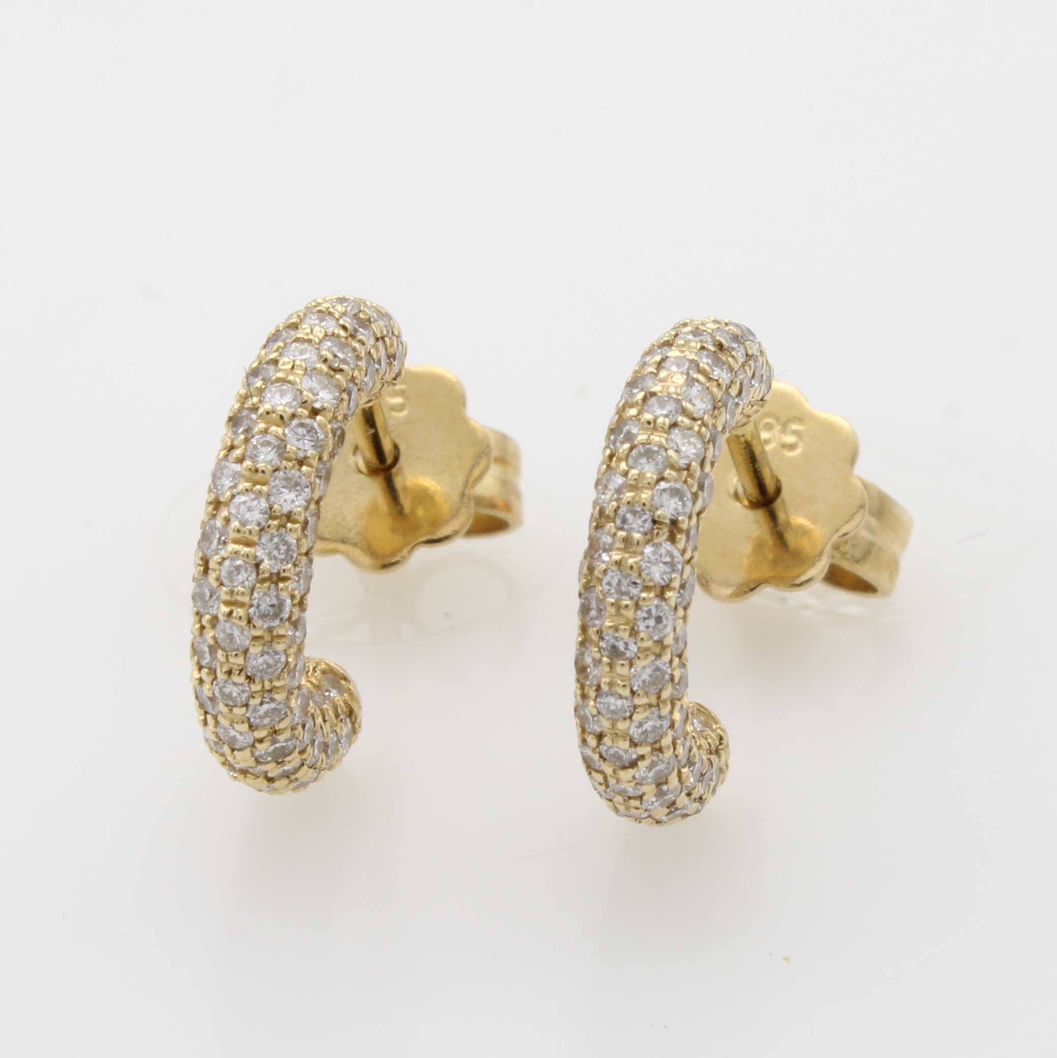 Image 27071948 - Paar Steckcreolen mit Brillanten, GG 585/000, rundum bes. m. Brill. zus. ca. 1 ct ...