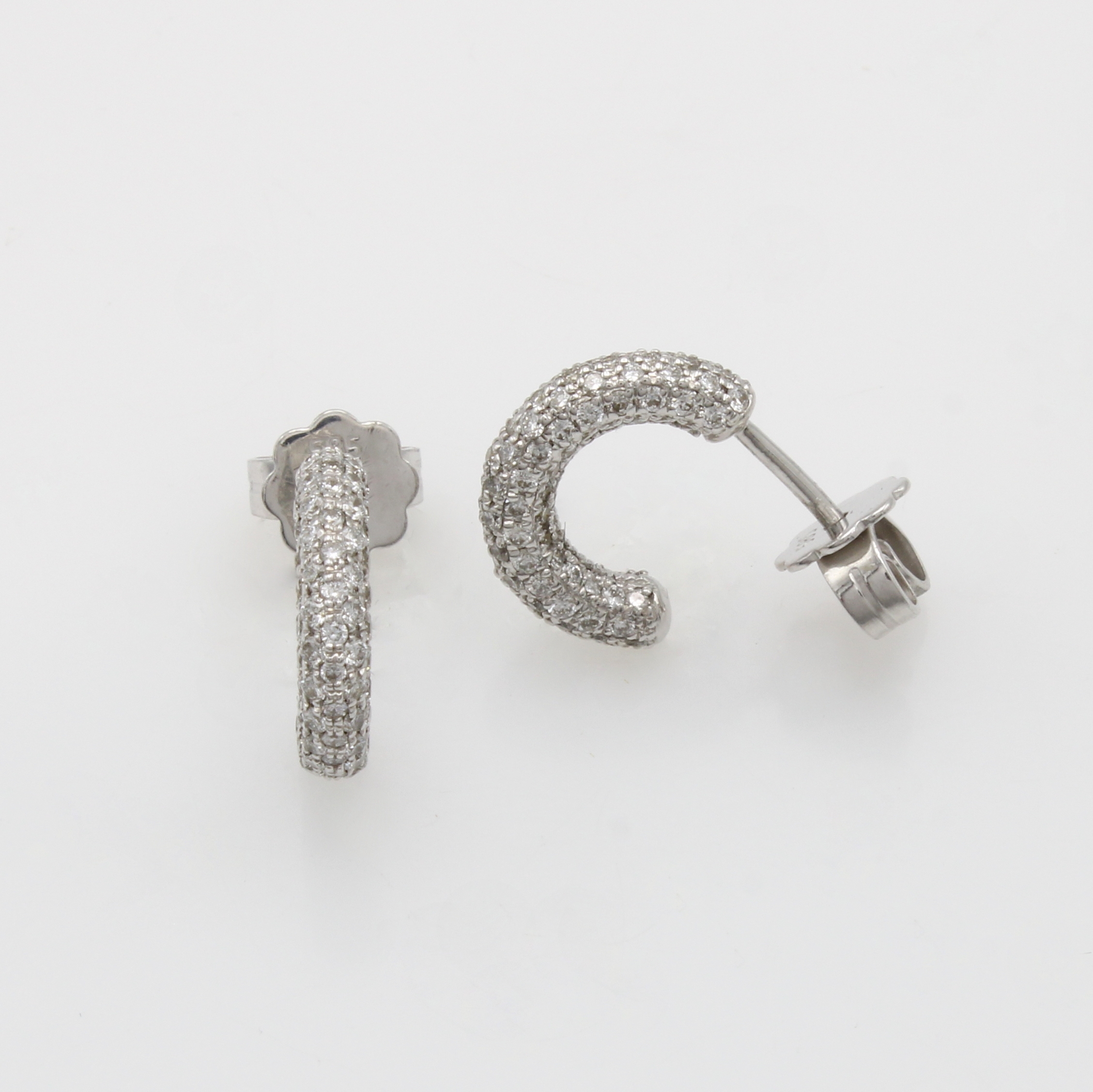 Image 27071950 - Paar Steckcreolen mit Brillanten, WG 585/000, rundum bes. m. Brill. zus. ca. 1.00 ct ...