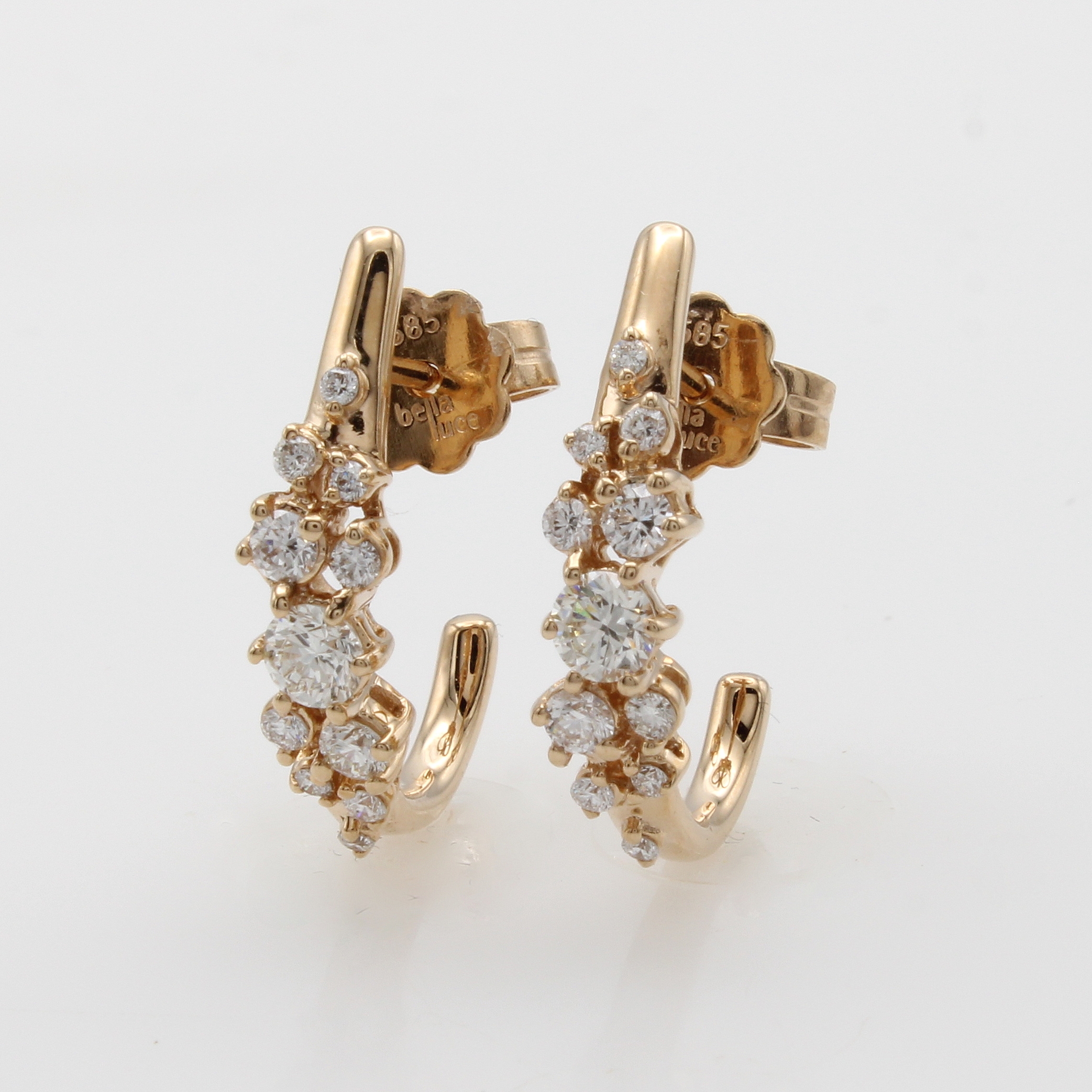 Image 27071982 - Paar Steckcreolen mit Brillanten, RoséG 585/000, Brill. in versch. Größen zus. ca. ...