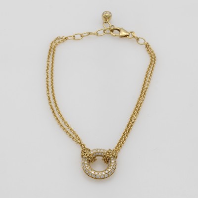 27071900a - 2-reihiges Armband mit Brillanten, GG 585/ 000, kreisförm. Mittelteil, Brill. zus. ca. ...