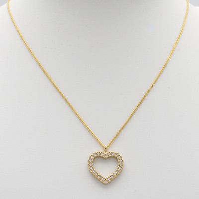 27071977a - Herzanhänger mit Brillanten an Kette, GG 585/000, Brill. zus. ca. 0.12 ct Weiß/si, ...