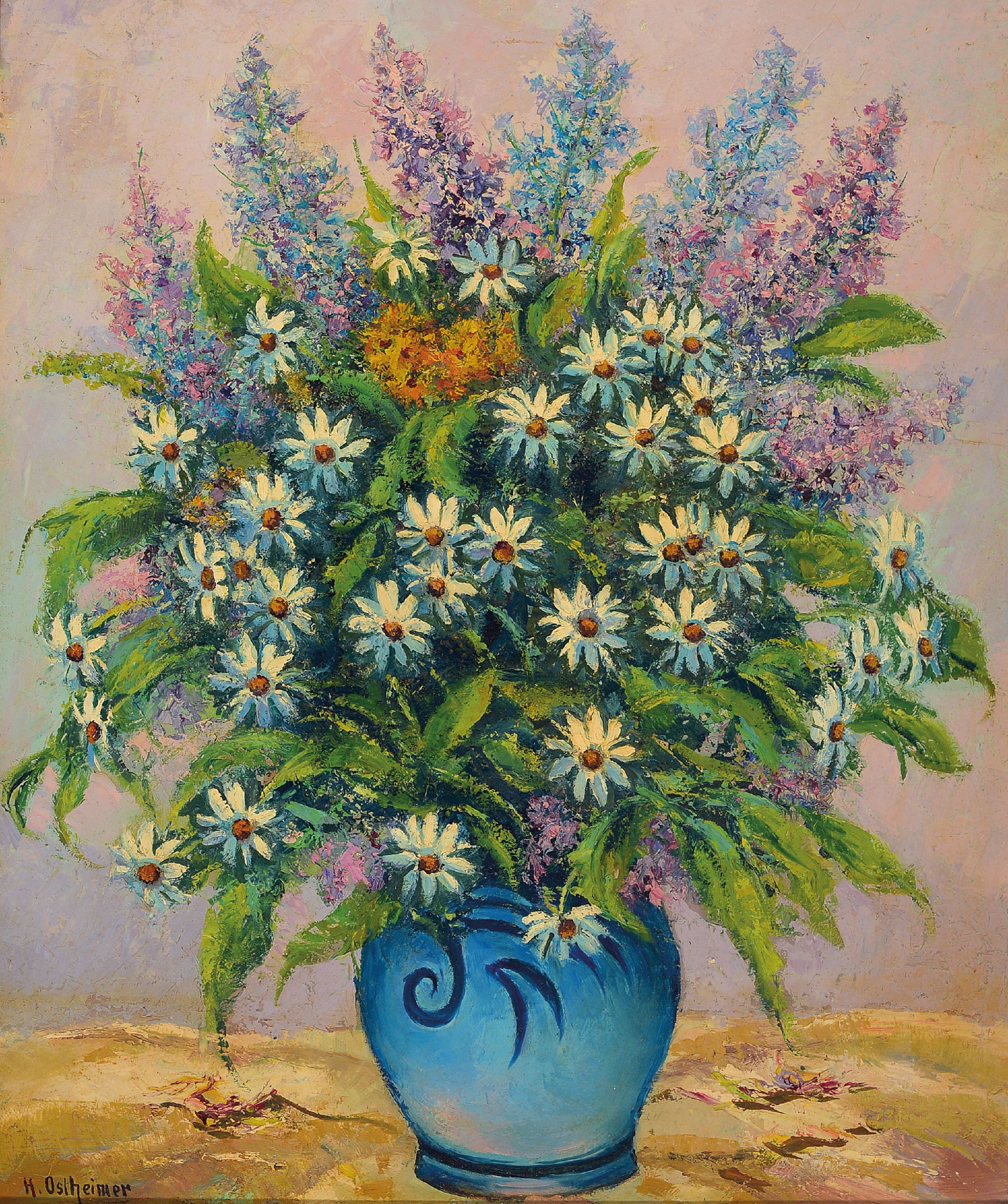 Image 27072062 - Hermann Ostheimer, süddeutscher Künstler der Mitte des 20.Jh., 2 Blumenstillleben, je ...