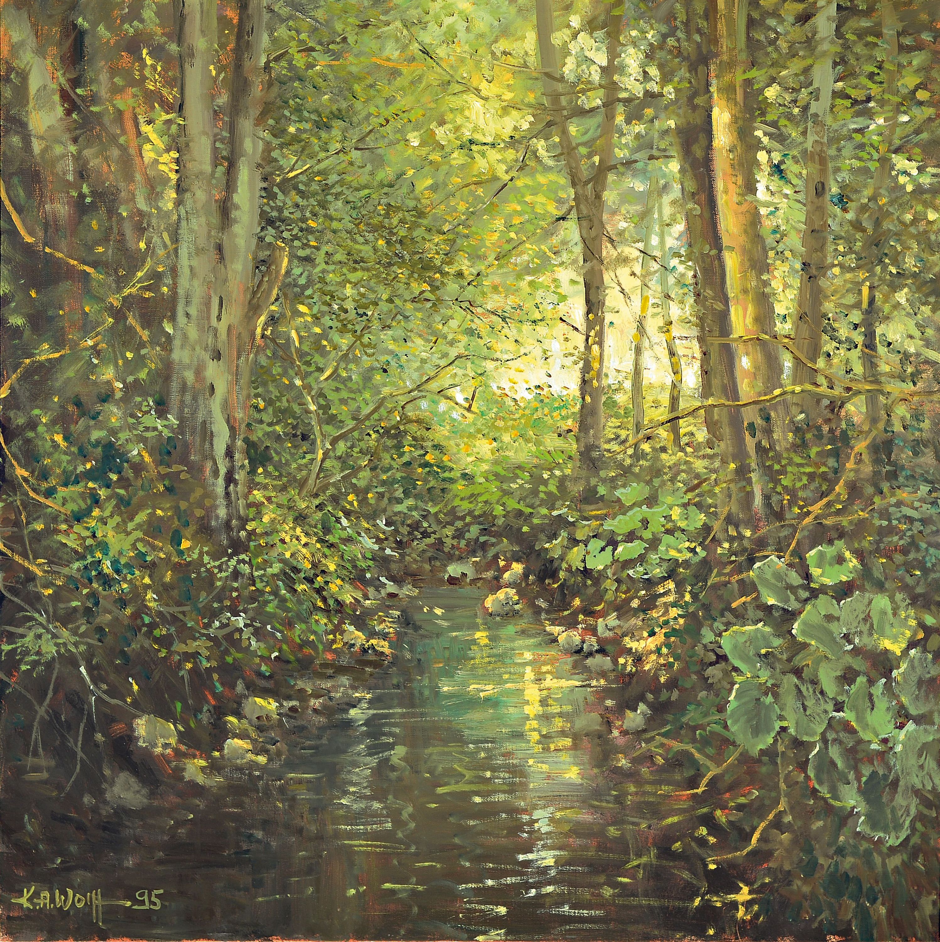 Image 27072064 - Karl August Wolff, 1938 Ludwigshafen-2023 Mundenheim, Flusslandschaft, Tiefenbach bei ...