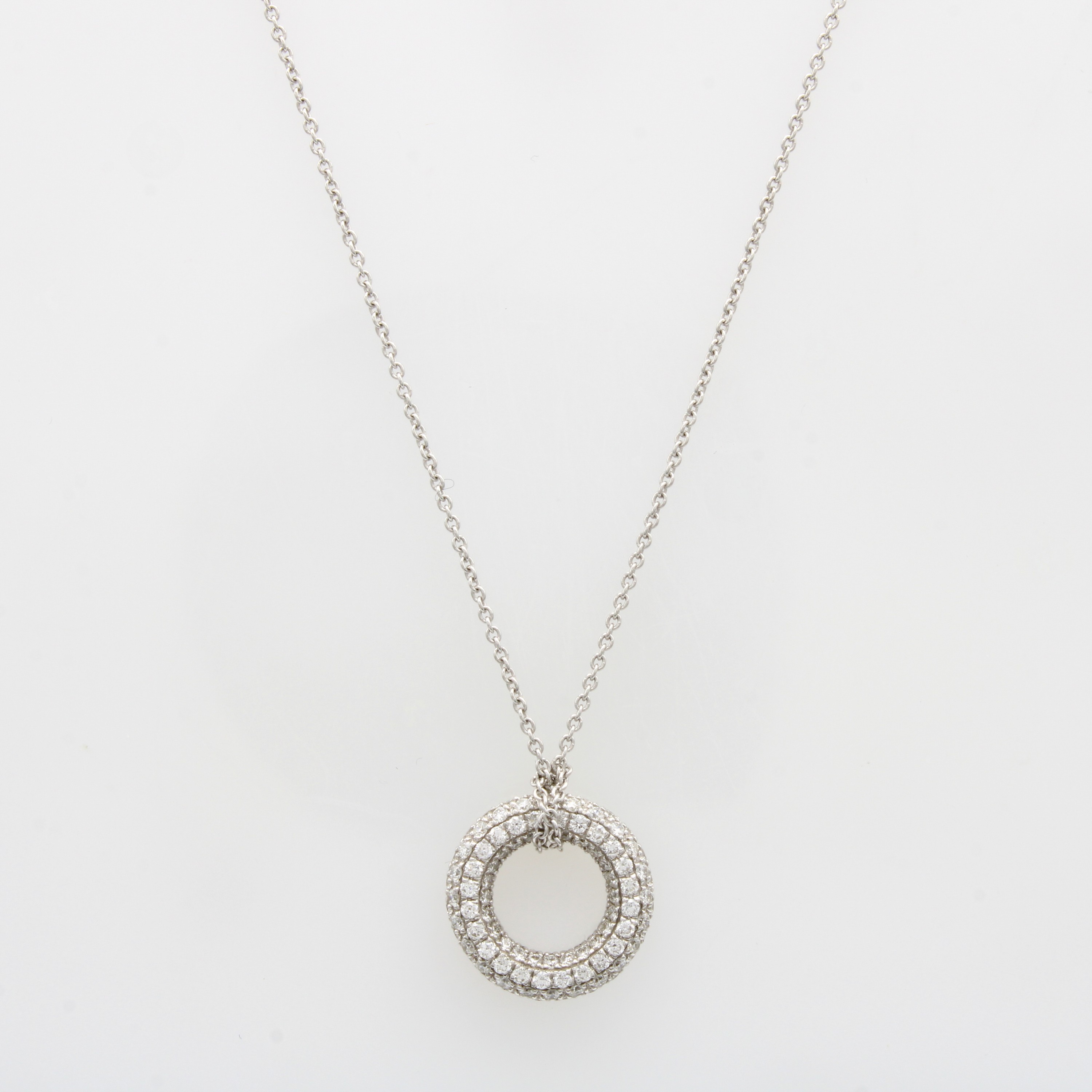 Image 27072070 - Anhänger mit Brillanten an Kette, WG 585/000, Ringform, rundum bes. m. Brill. zus. ca. ...