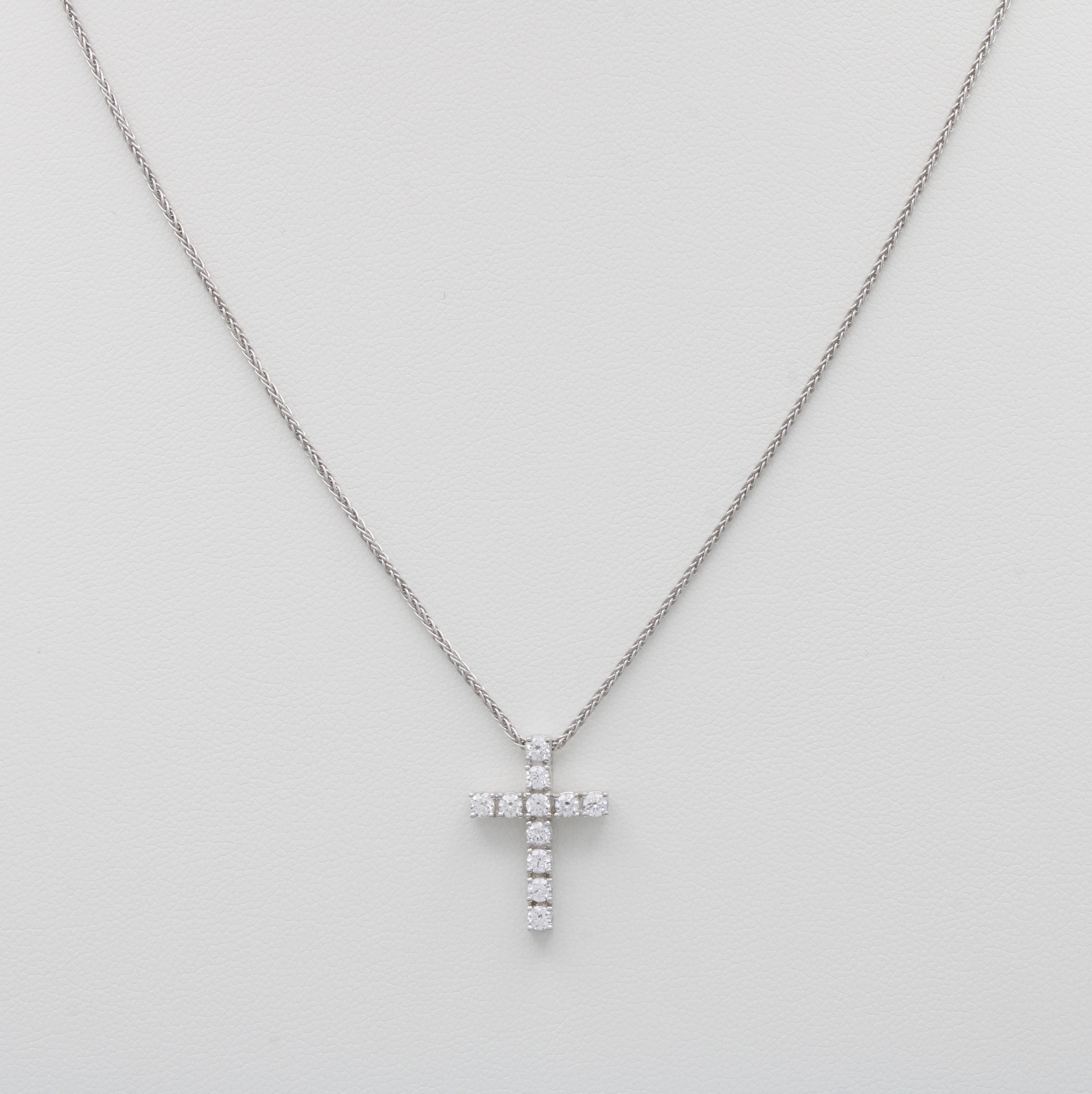 Image 27072077 - Kreuzanhänger mit Brillanten an Kette, WG 750/000, 11 Brill. in Krappenfassungen zus. ...