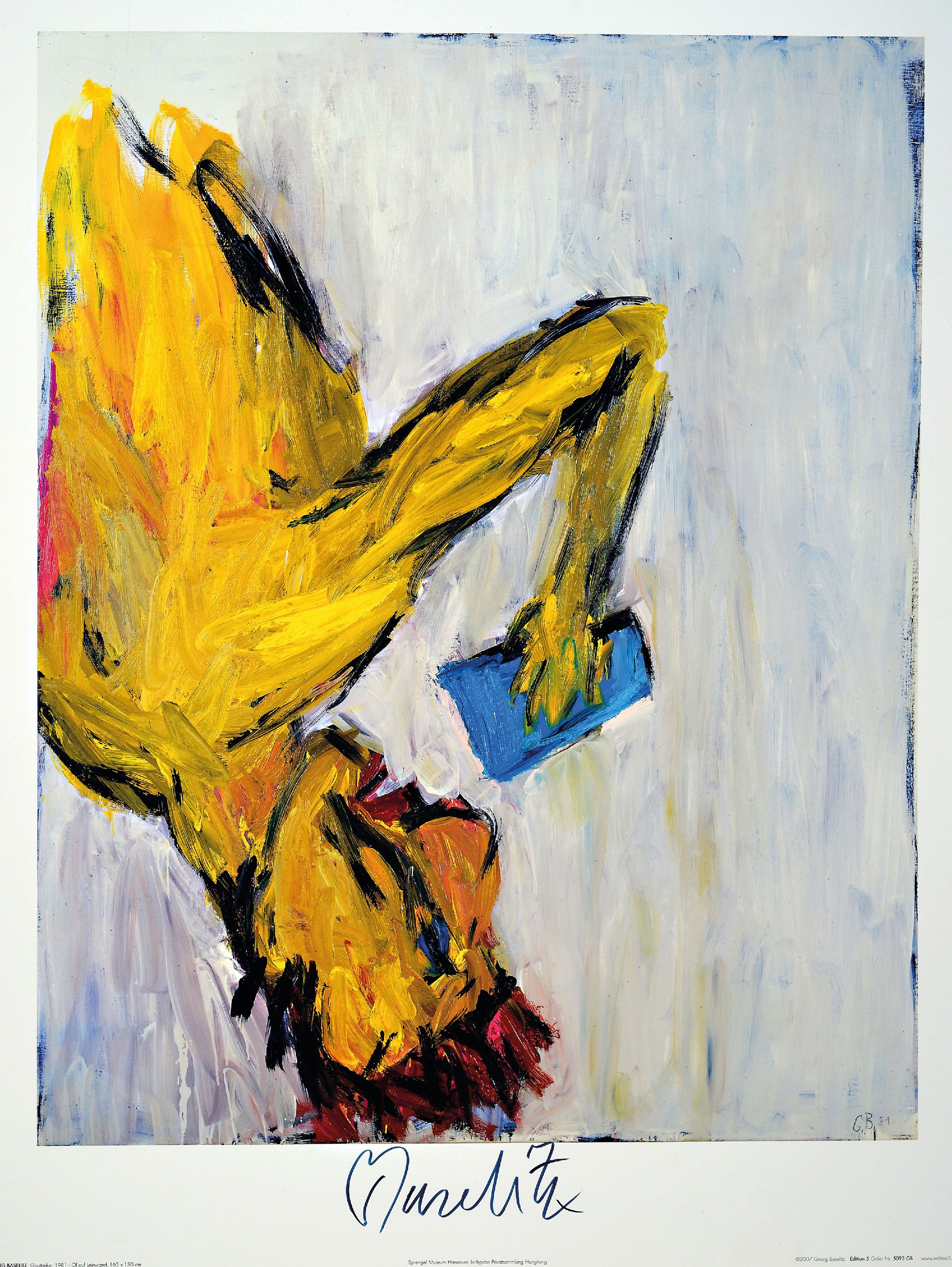 Image 27072099 - Georg Baselitz, geb.1938, ´Glastrinker´, Kunstdruck 2007, Offsetlithografie auf dünnen ...