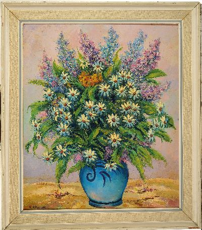 27072062k - Hermann Ostheimer, süddeutscher Künstler der Mitte des 20.Jh., 2 Blumenstillleben, je ...