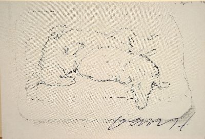 27072063k - David Hockney, geb.1937, Kunstpostkarte, ´Stanley and Boodge´, handsign., ca.11x15,5 cm