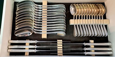 27072081b - Christofle-Besteck, 109 Teile, Paris, für 12 Personen, versilbert, Malmaison, 12 ...