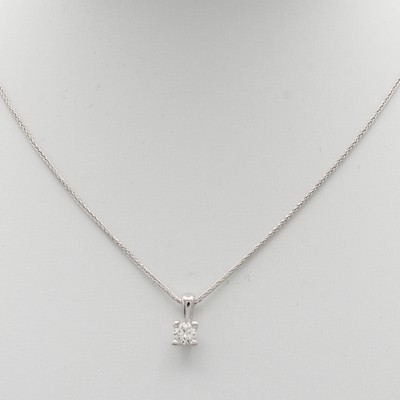 27072092a - Anhänger mit Brillant an Kette, WG 585/000, Brill. in Krappenfassung ca. 0.20 ct ...