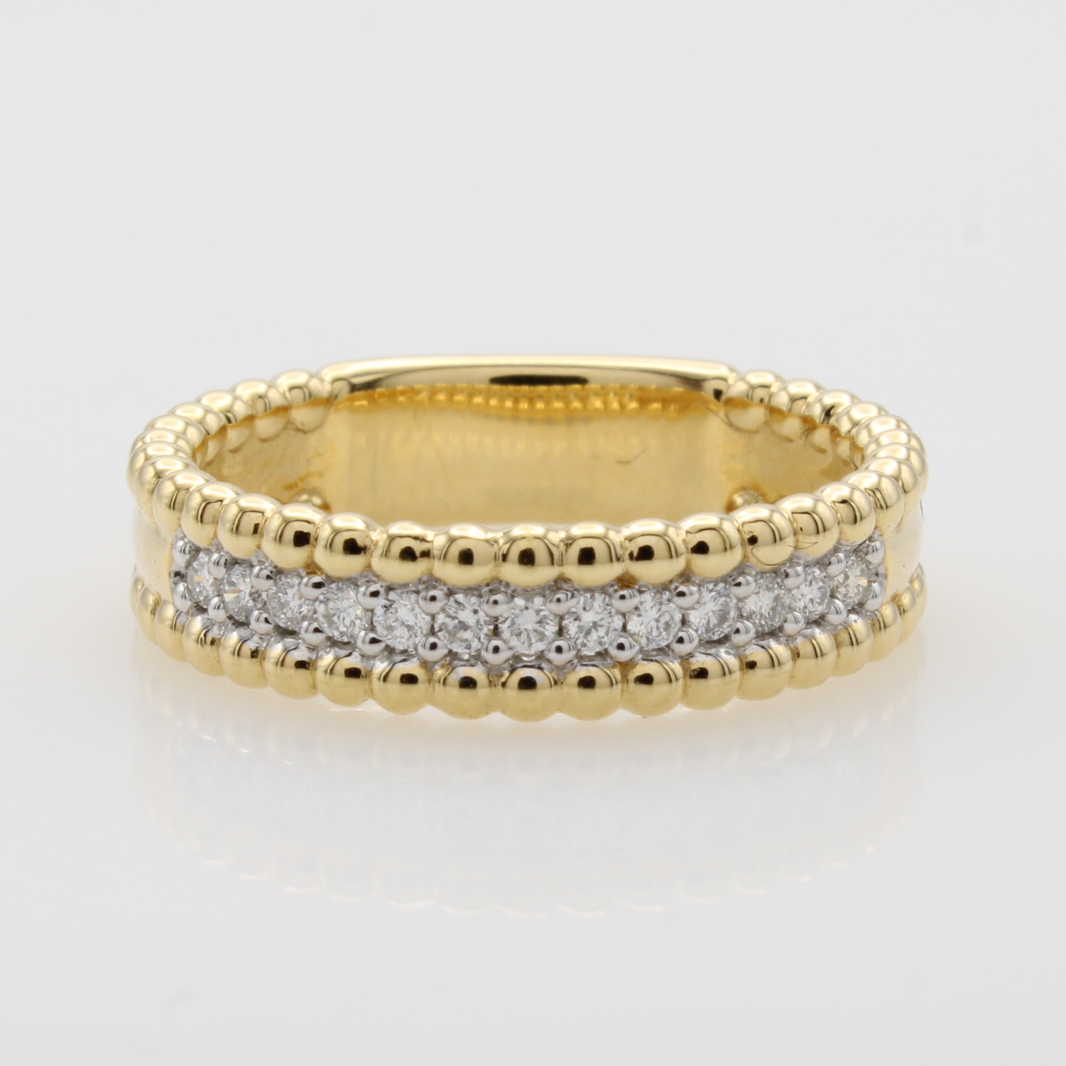 Image 27072108 - Ring mit Brillanten, GG 750/000, 3-rhg. Optik, m. Goldkügelchen, Brill. mittig gef. ...