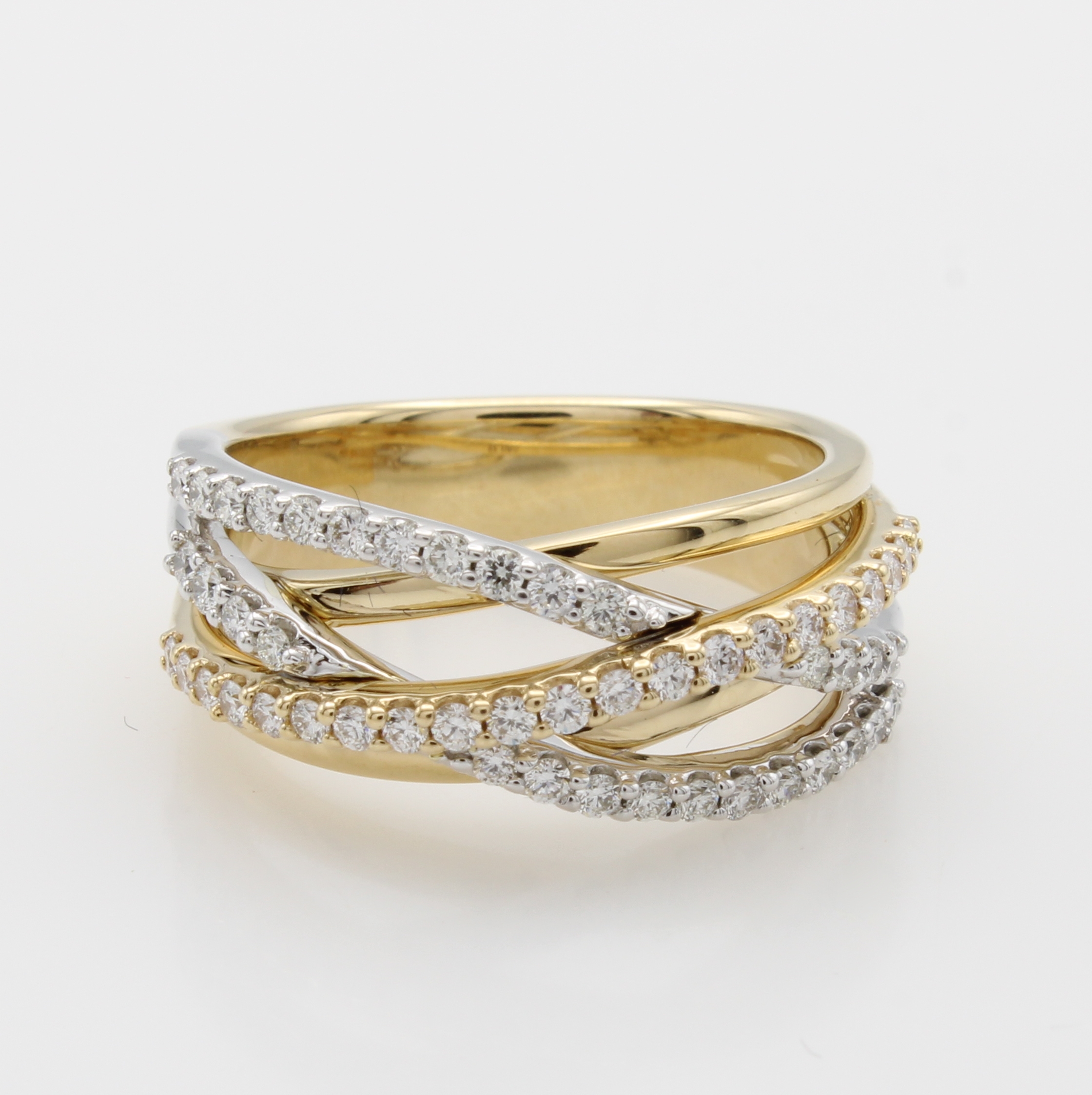 Image 27072116 - Ring mit Brillanten, GG/WG 585/000, 5-rhg., verschlungene Optik, Brill. in 3 Reihen gef. ...