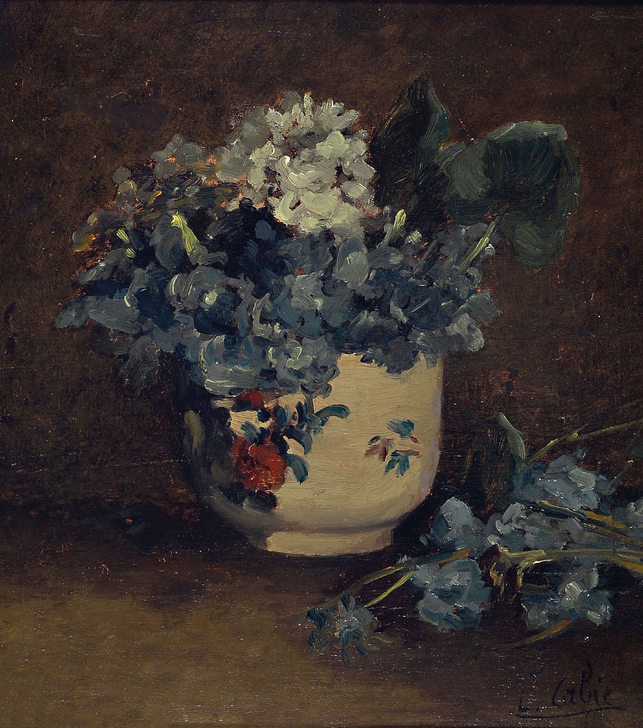 Image 27072161 - Louis Alexandre Cabie, 1853 - 1939, , Blumenstillleben, Öl/Holz, 26 x, 24 cm, Rahmen ca. ...